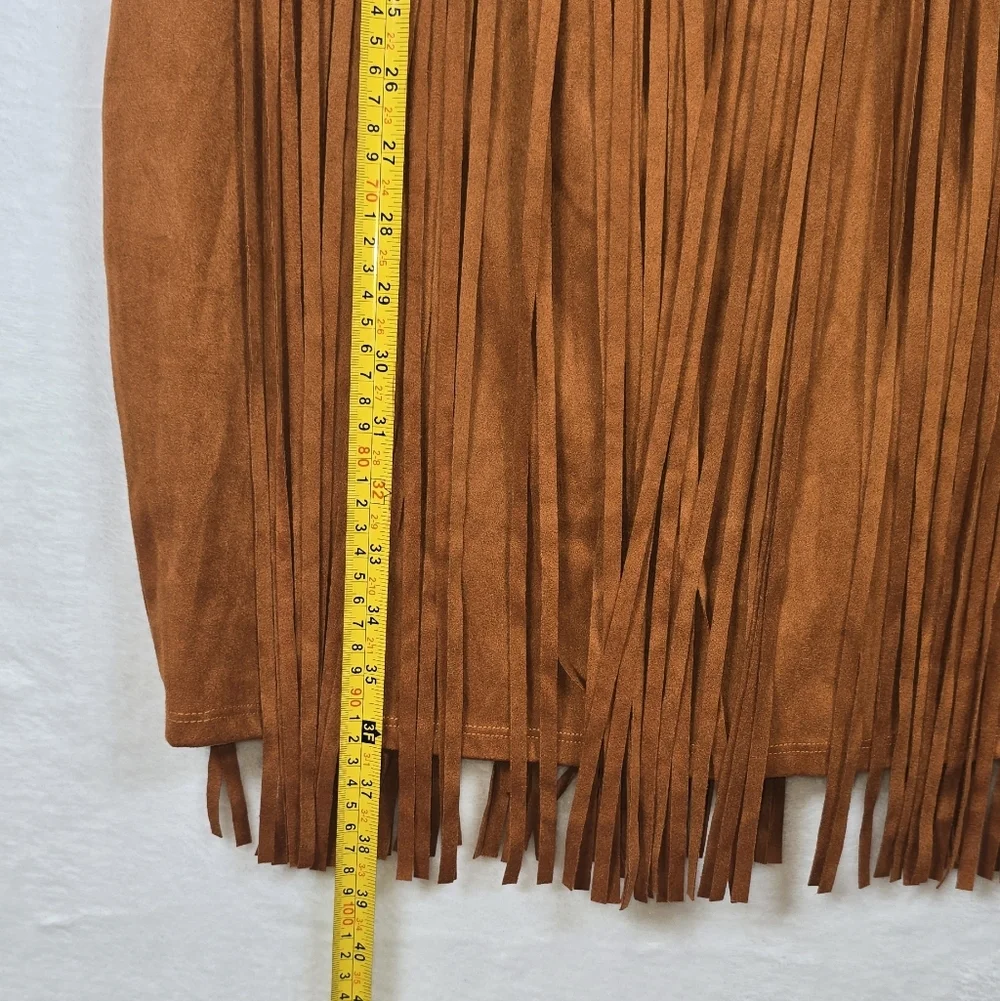 Idyllwind Garland Hippie Studded Fringe Faux Suede Sleeveless Mini Dress Sz.M - Picture 10 of 16